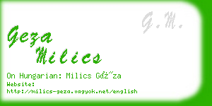 geza milics business card